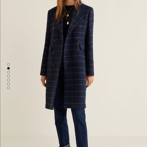 Mango Blue Paid Coat Sz S